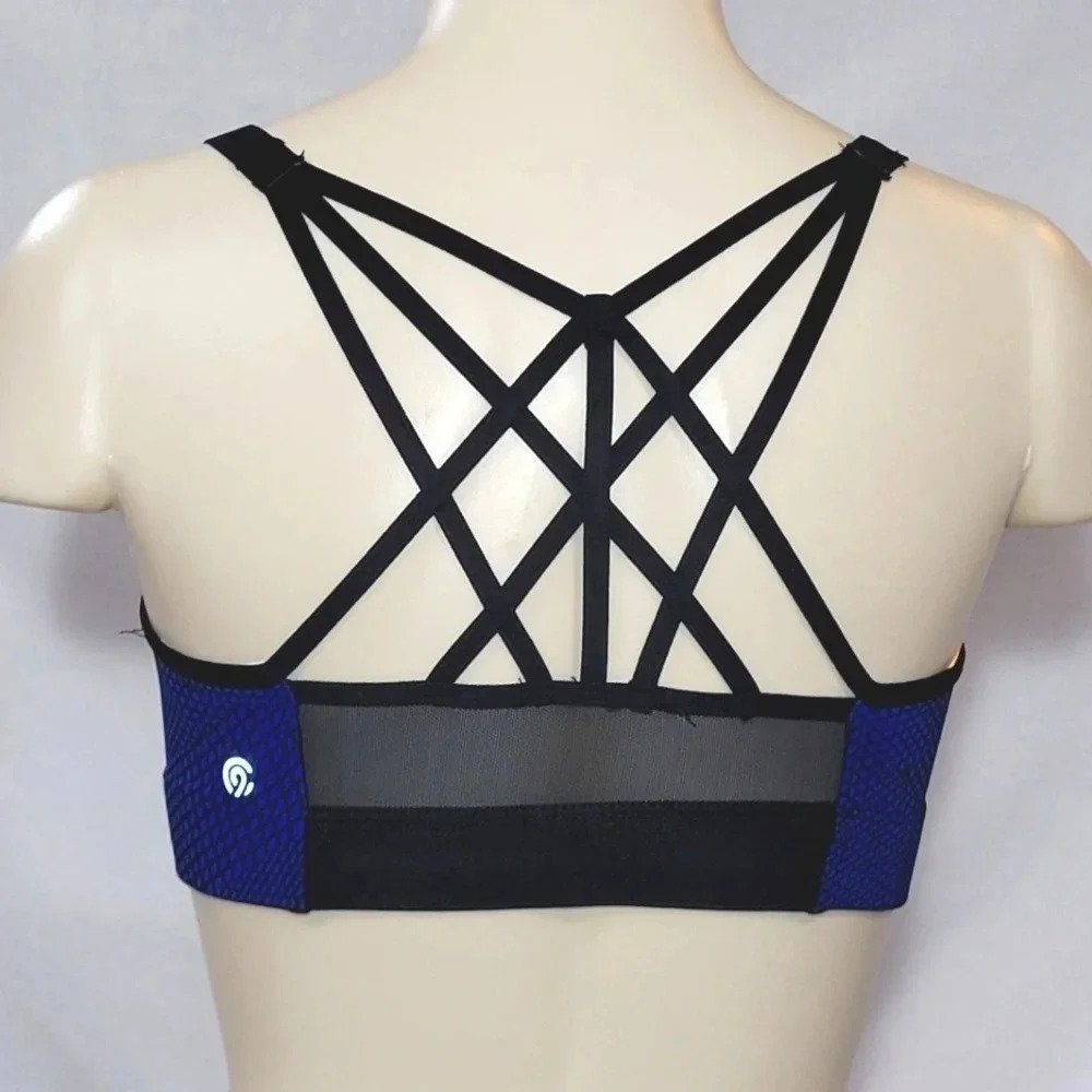 SMALL‎ Champion N9688 Strappy Cami Wire Free Sports Bra Blue & Black NWT